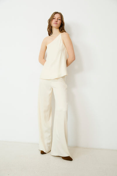 THYSSEN | Ecru Wide-Leg Trousers – MAKSU