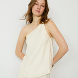 THALIA | Ecru Asymmetric One Shoulder Cupro Top