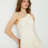 THALIA | Ecru Asymmetric One Shoulder Cupro Top