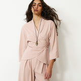 LOURDES | Light Pink Silk Wrap Blazer