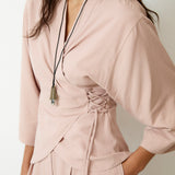 LOURDES | Light Pink Silk Wrap Blazer