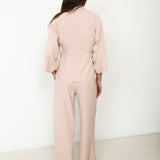 LOURDES | Light Pink Silk Wide Leg Trousers