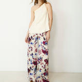 THYSSEN | Purple Abstract Floral Wide-Leg Trousers
