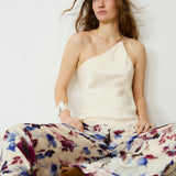 THYSSEN | Purple Abstract Floral Wide-Leg Trousers