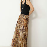 MARSIGLIA | Beige Multi Print Flared Skirt