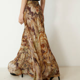 MARSIGLIA | Beige Multi Print Flared Skirt