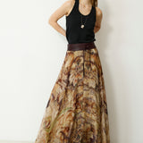 MARSIGLIA | Beige Multi Print Flared Skirt