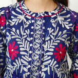 NOCTURN | Indigo Embroidered Cotton Blouse