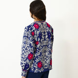 NOCTURN | Indigo Embroidered Cotton Blouse