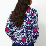 NOCTURN | Indigo Embroidered Cotton Blouse