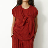 SULTANA | Rust Tonal Jacquard Twist Front Top