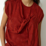 SULTANA | Rust Tonal Jacquard Twist Front Top