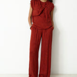 SULTANA | Rust Tonal Jacquard Twist Front Top