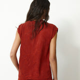 SULTANA | Rust Tonal Jacquard Twist Front Top
