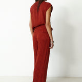 SULTANA | Rust Tonal Jacquard Twist Front Top