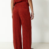 SULTANA | Rust Tonal Jacquard Wide Leg Trousers