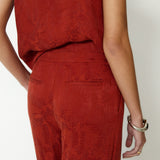 SULTANA | Rust Tonal Jacquard Wide Leg Trousers