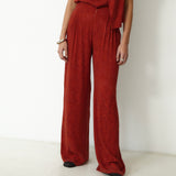 SULTANA | Rust Tonal Jacquard Wide Leg Trousers