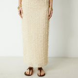 RICAMO | Ecru Textured Midi Skirt