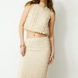 RICAMO | Ecru Textured Cropped Top