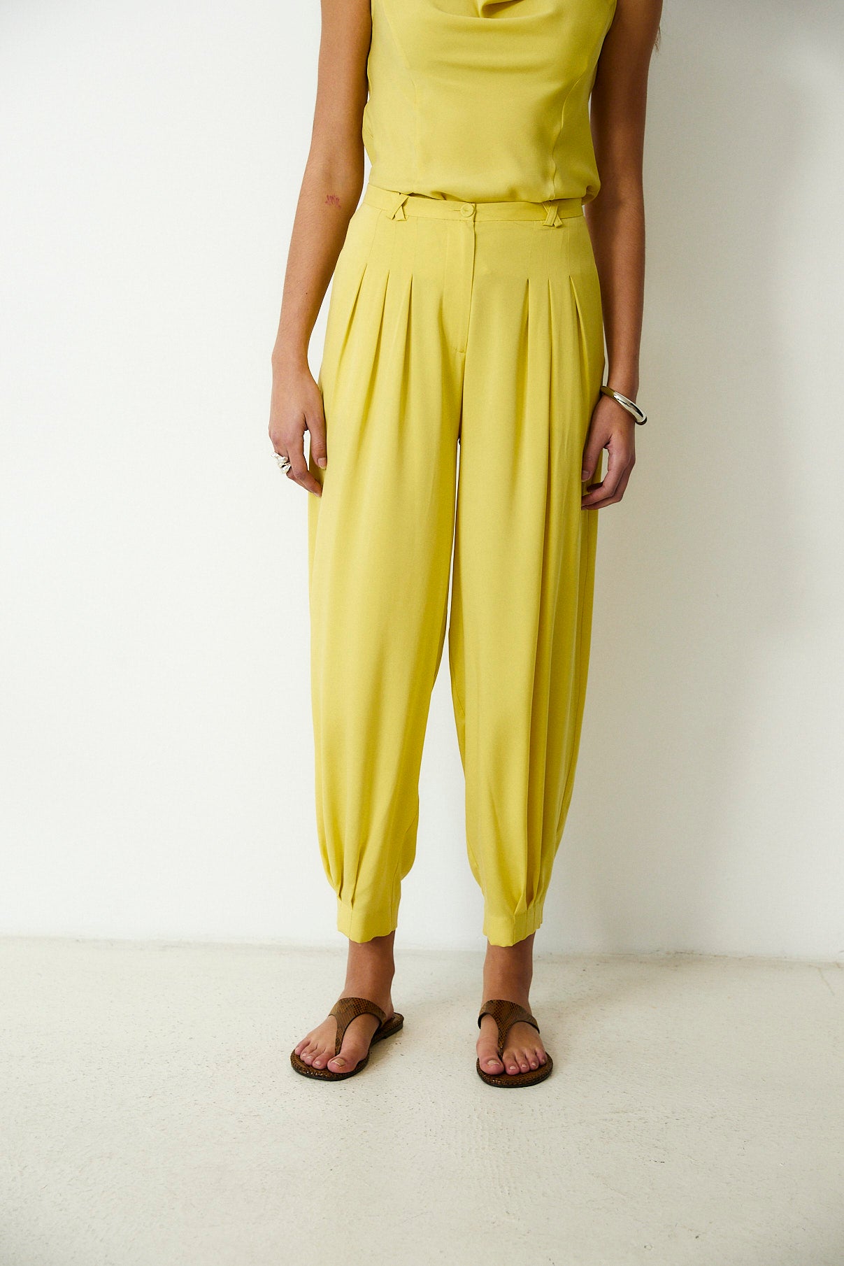 LEOPOLDA | 100% Silk Yellow Trousers
