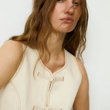 FRILLY | Ecru Cotton Linen Vest