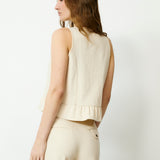 FRILLY | Ecru Cotton Linen Vest