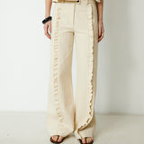 FRILLY | Ecru Italian Cotton Linen Trousers