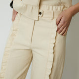 FRILLY | Ecru Cotton Linen Vest