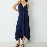 ELSIE | Navy Asymmetric Midi Dress