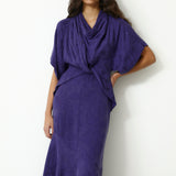 FLAVIANA | Dark Purple Tonal Jacquard Dress