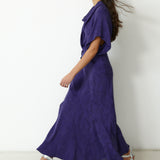 FLAVIANA | Dark Purple Tonal Jacquard Dress
