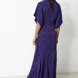FLAVIANA | Dark Purple Tonal Jacquard Dress