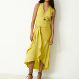 LEOPOLDA | 100% Silk Yellow Midi Dress