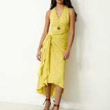 LEOPOLDA | 100% Silk Yellow Midi Dress