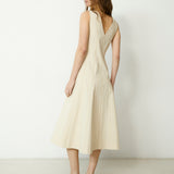 FRILLY | Beige Cotton Blend Midi Dress
