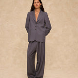 GIOVANA | Dark Grey Wool-Blend Tailored Trousers