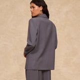 GIOVANA | Dark Grey Wool-Blend Structured Blazer