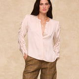 SANDRINE | Ecru Gathered-Sleeve Blouse