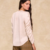 SANDRINE | Ecru Gathered-Sleeve Blouse