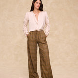 HENRY | Mustard Check Wide-Leg Trousers