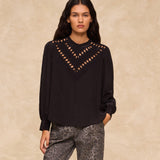 GARAM | Black Cutout Embroidered Blouse