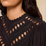 GARAM | Black Cutout Embroidered Blouse