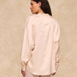 ERICA | Ecru Satin Blouse with Stitch Detailing