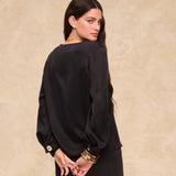 MAE | Black Draped Blouse