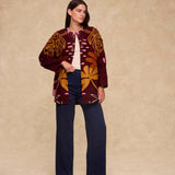ARRECIFE | Burgundy Embroidered Cotton Coat