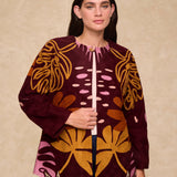 ARRECIFE | Burgundy Embroidered Cotton Coat