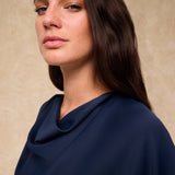 CAPRI | Deep Navy Satin Maxi Dress