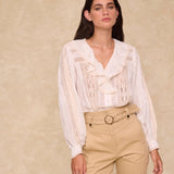 BASIL | White Ruffled Lace Blouse