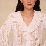 BASIL | White Ruffled Lace Blouse